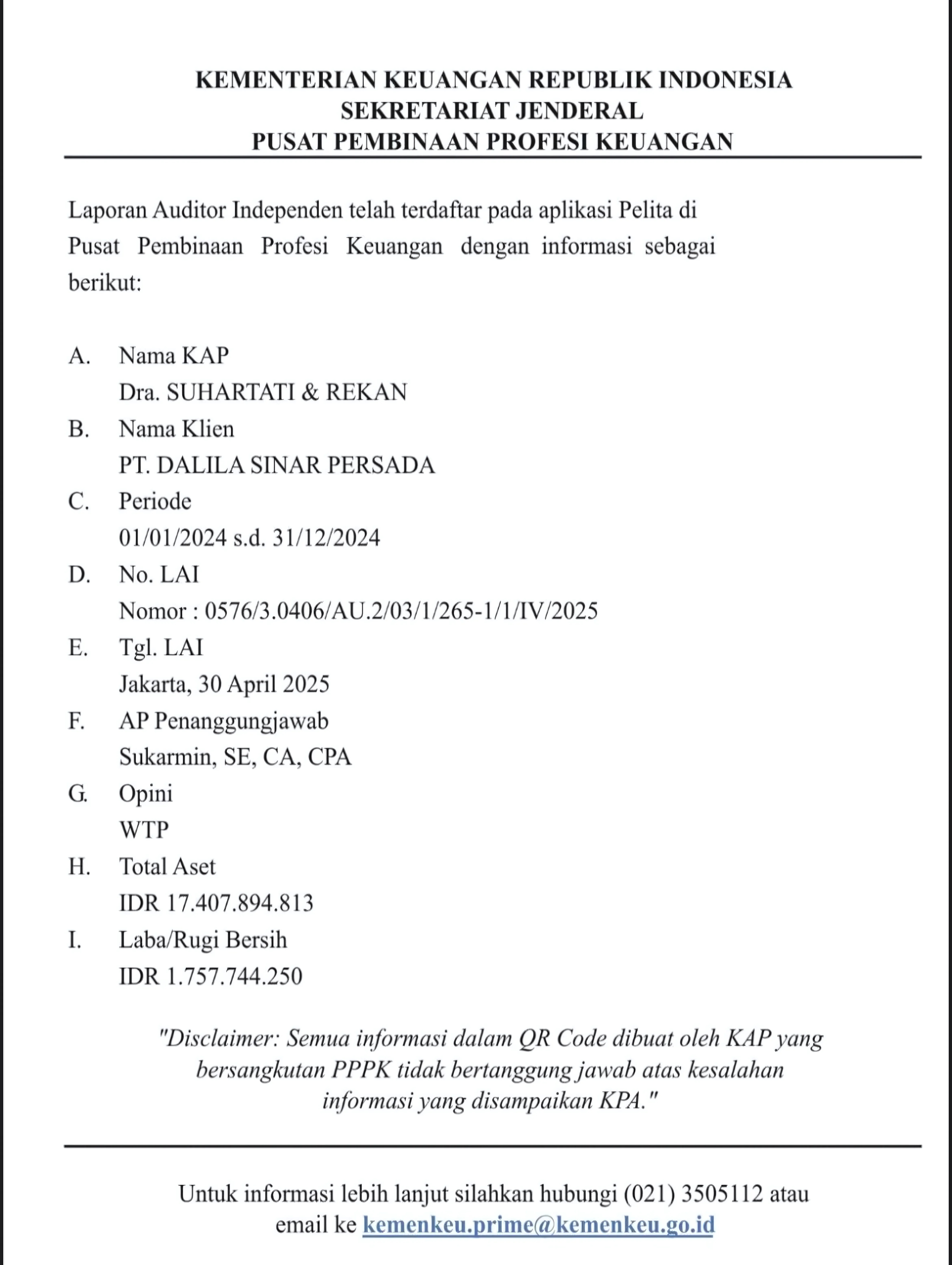 Laporan Auditor Independen